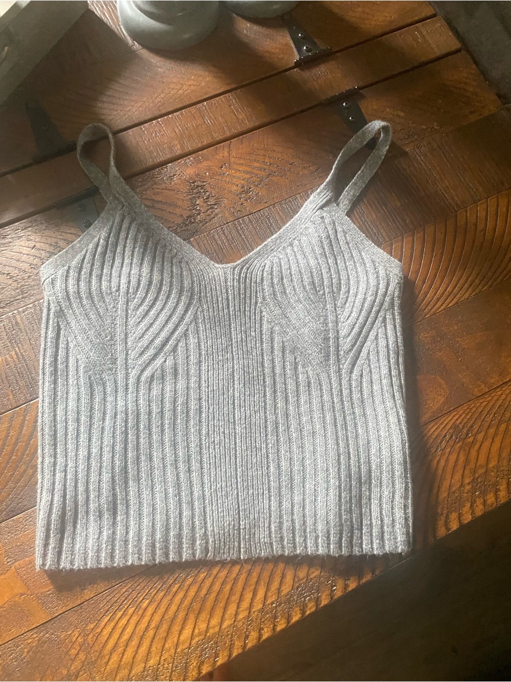 Auden Ribbed V-Neck Knit Cami - Light Gray